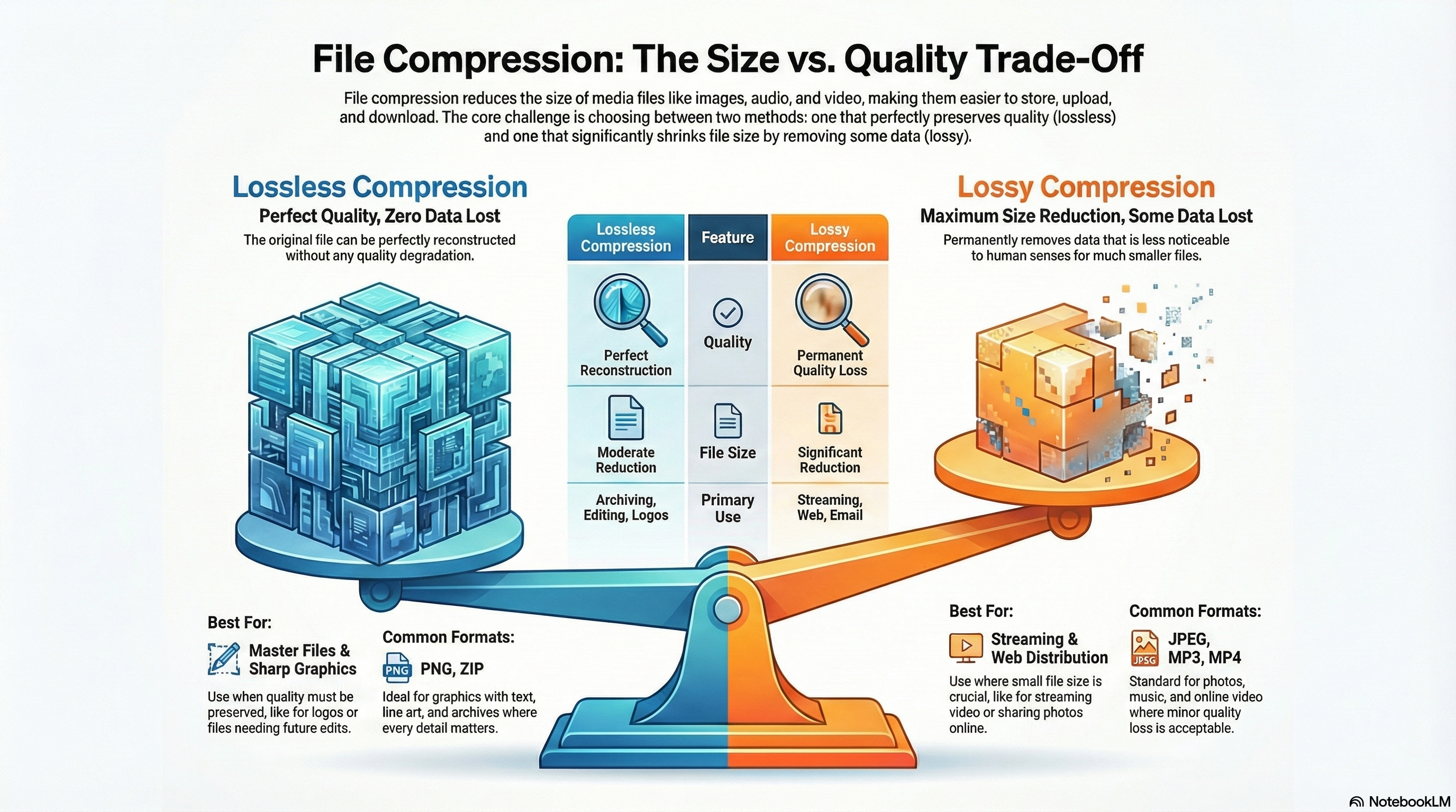 Infographic summarising File Compression key knowledge