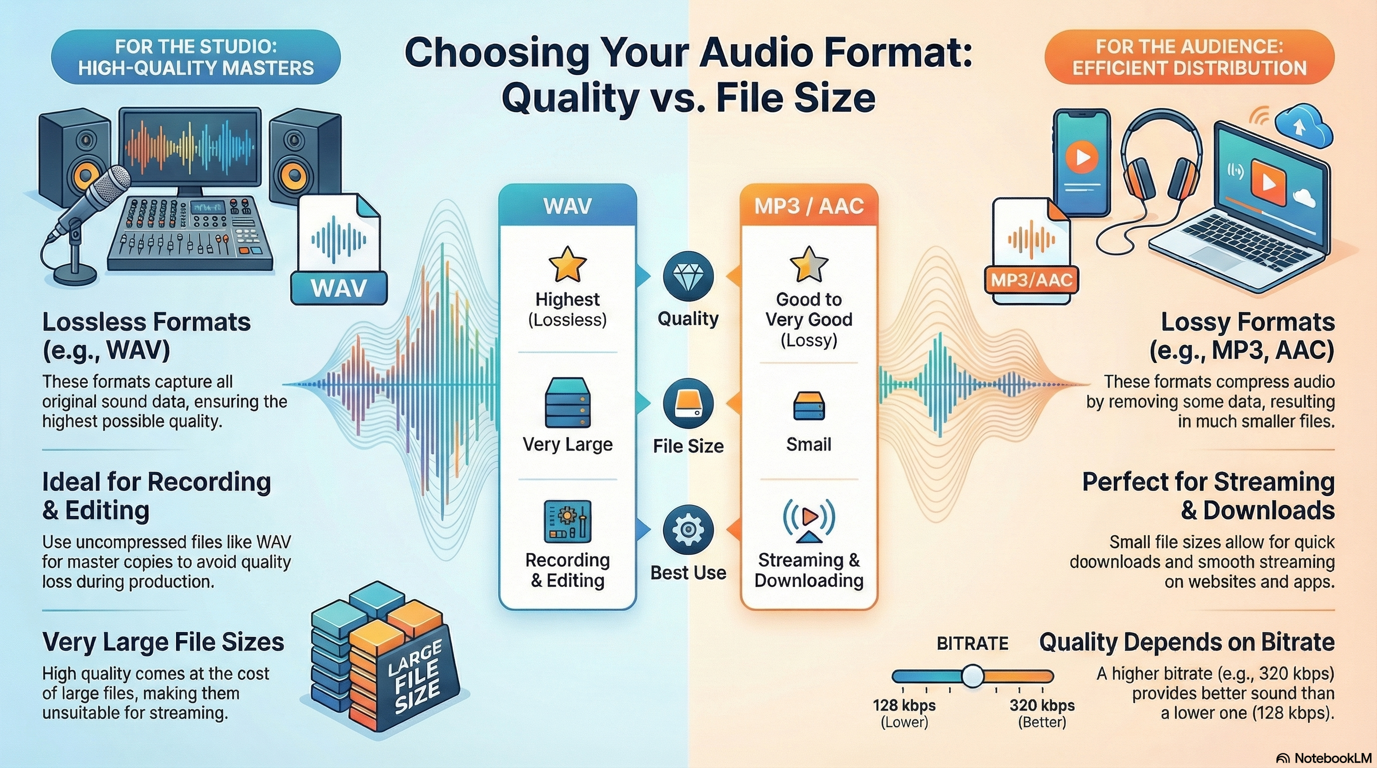 Infographic summarising Audio Files key knowledge