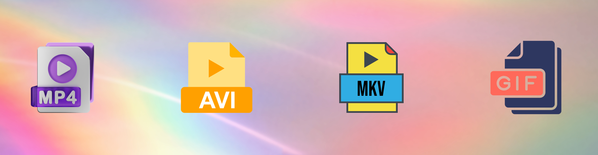 Screens and devices showing video thumbnails and file icons such as MP4 and MOV