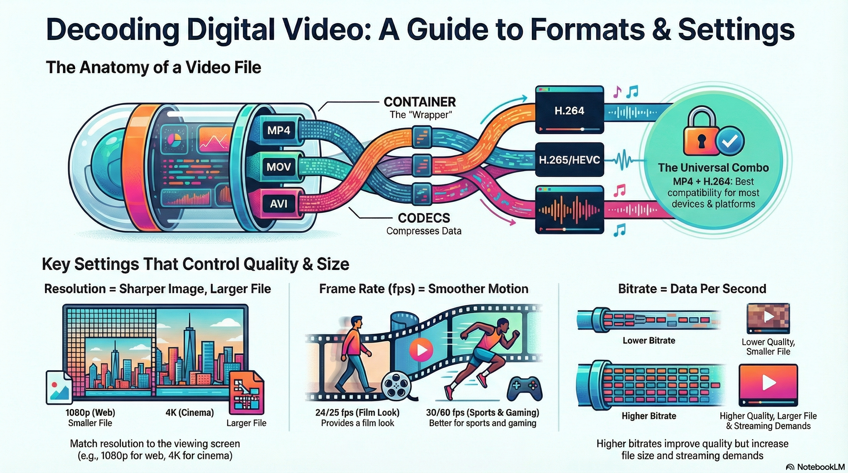 Infographic summarising Moving Image Files key knowledge