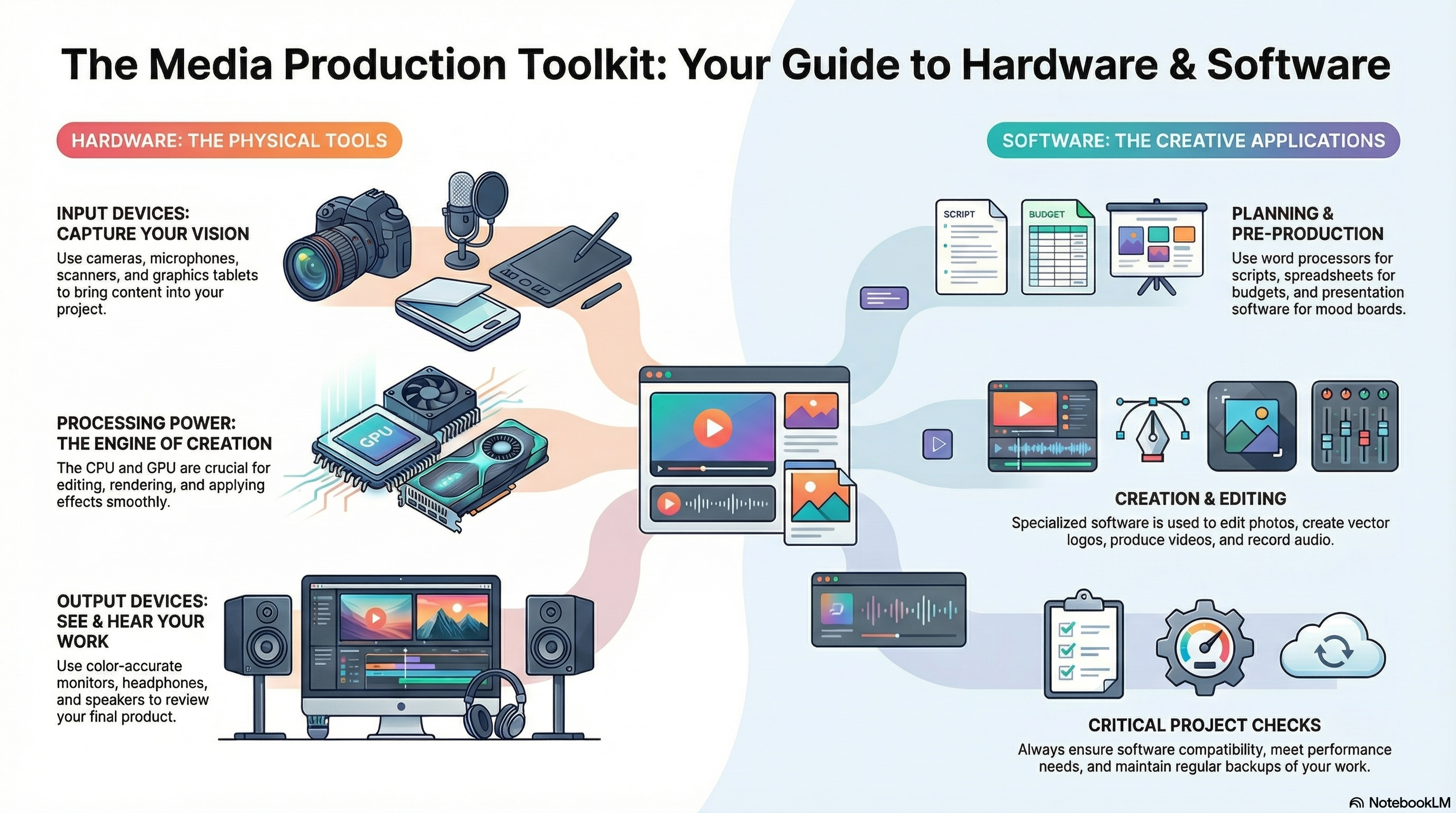 Infographic summarising Hardware &amp; Software key knowledge